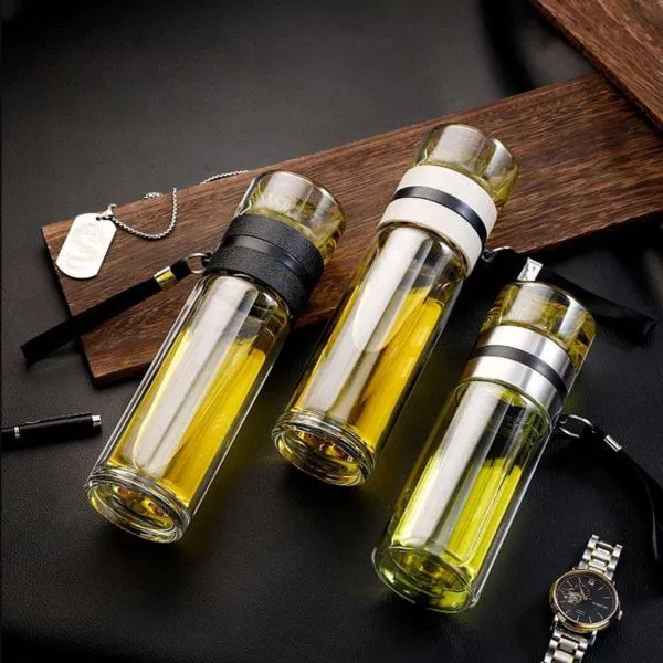 Bình thủy tinh 2 lớp lõi lọc trà 450ml
