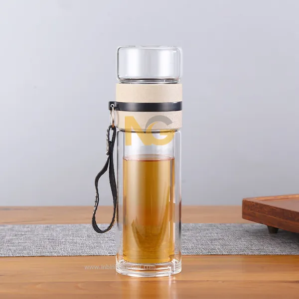 Bình thủy tinh 2 lớp lõi lọc trà 450ml