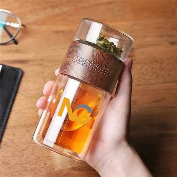 Bình thủy tinh 2 lớp lõi lọc trà inox 304