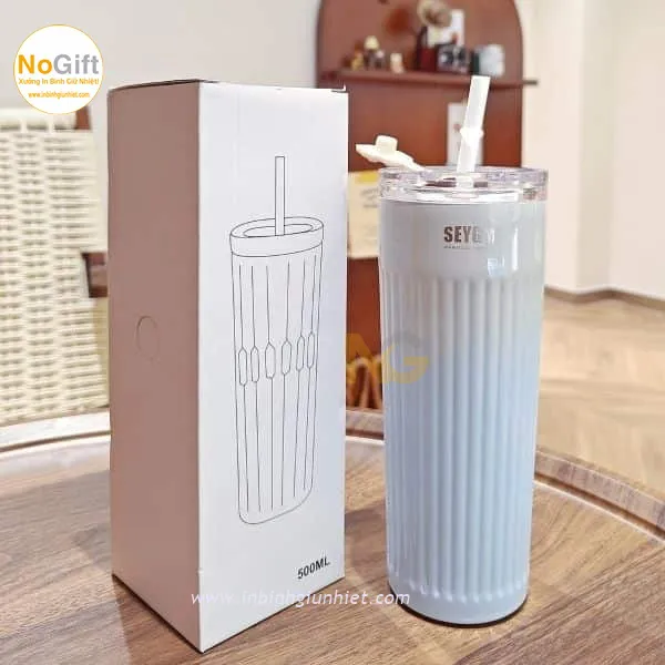 Ly giữ nhiệt in logo 500ml kiểu Hàn Quốc Màu Pastel