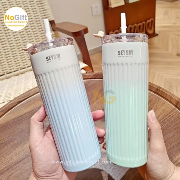 Ly giữ nhiệt in logo 500ml kiểu Hàn Quốc Màu Pastel