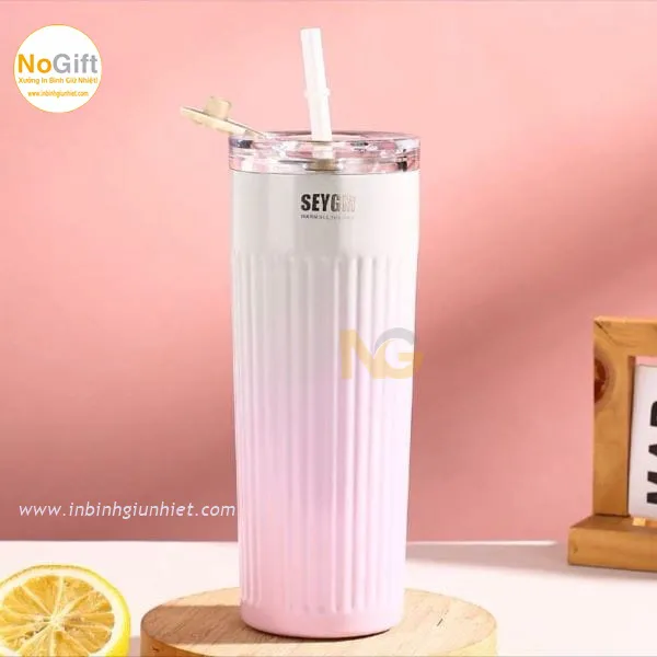 Ly giữ nhiệt in logo 500ml kiểu Hàn Quốc Màu Pastel