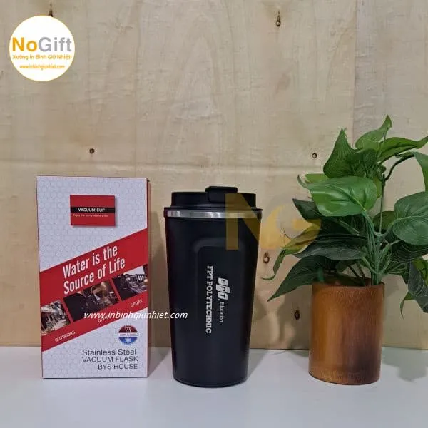 Ly Giữ Nhiệt In Logo FPT 510ml - màu đen