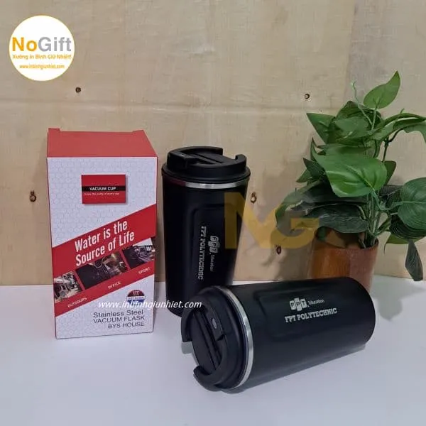 Ly Giữ Nhiệt In Logo FPT 510ml - màu đen
