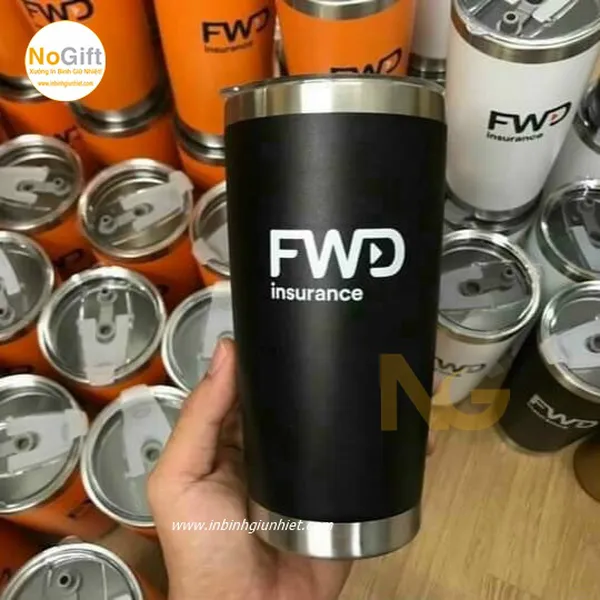 Ly giữ nhiệt in logo FWD màu đen 600ml