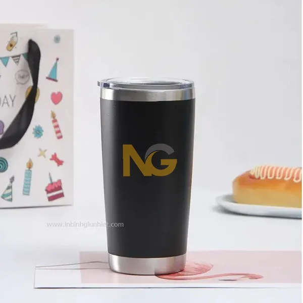Ly giữ nhiệt in logo FWD màu đen 600ml