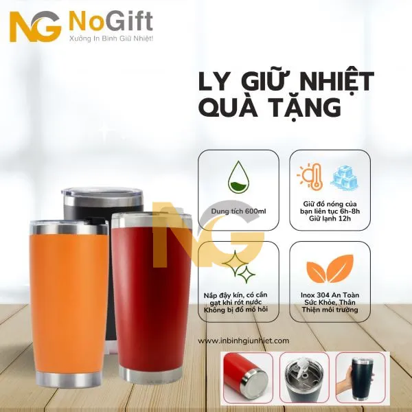 Ly giữ nhiệt in logo viettel màu đỏ 600ml 