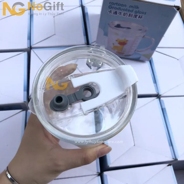 Ly thủy tinh chia vạch ml in logo 400ml
