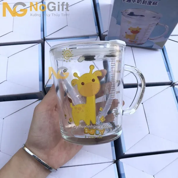Ly thủy tinh chia vạch ml in logo 400ml