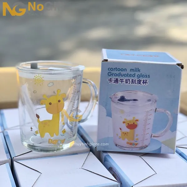 Ly thủy tinh chia vạch ml in logo 400ml