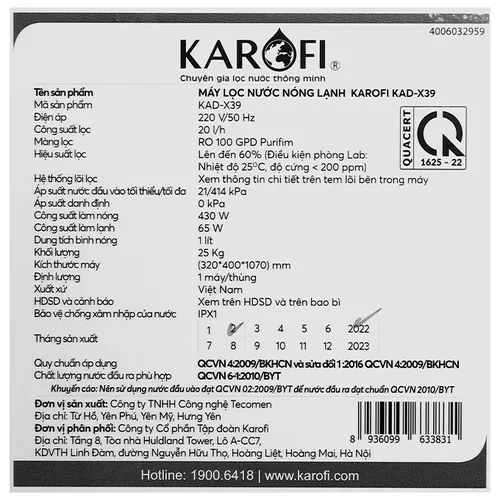 Máy lọc nước Karofi KAD-X39