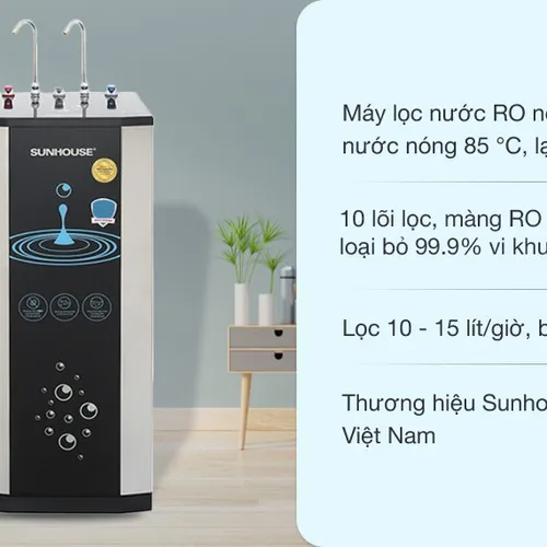 Máy lọc nước RO nóng nguội lạnh Sunhouse SHR76210CK 10 lõi