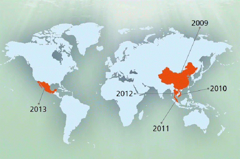 bệnh gan tụy trên tôm phân bố trên thế gới