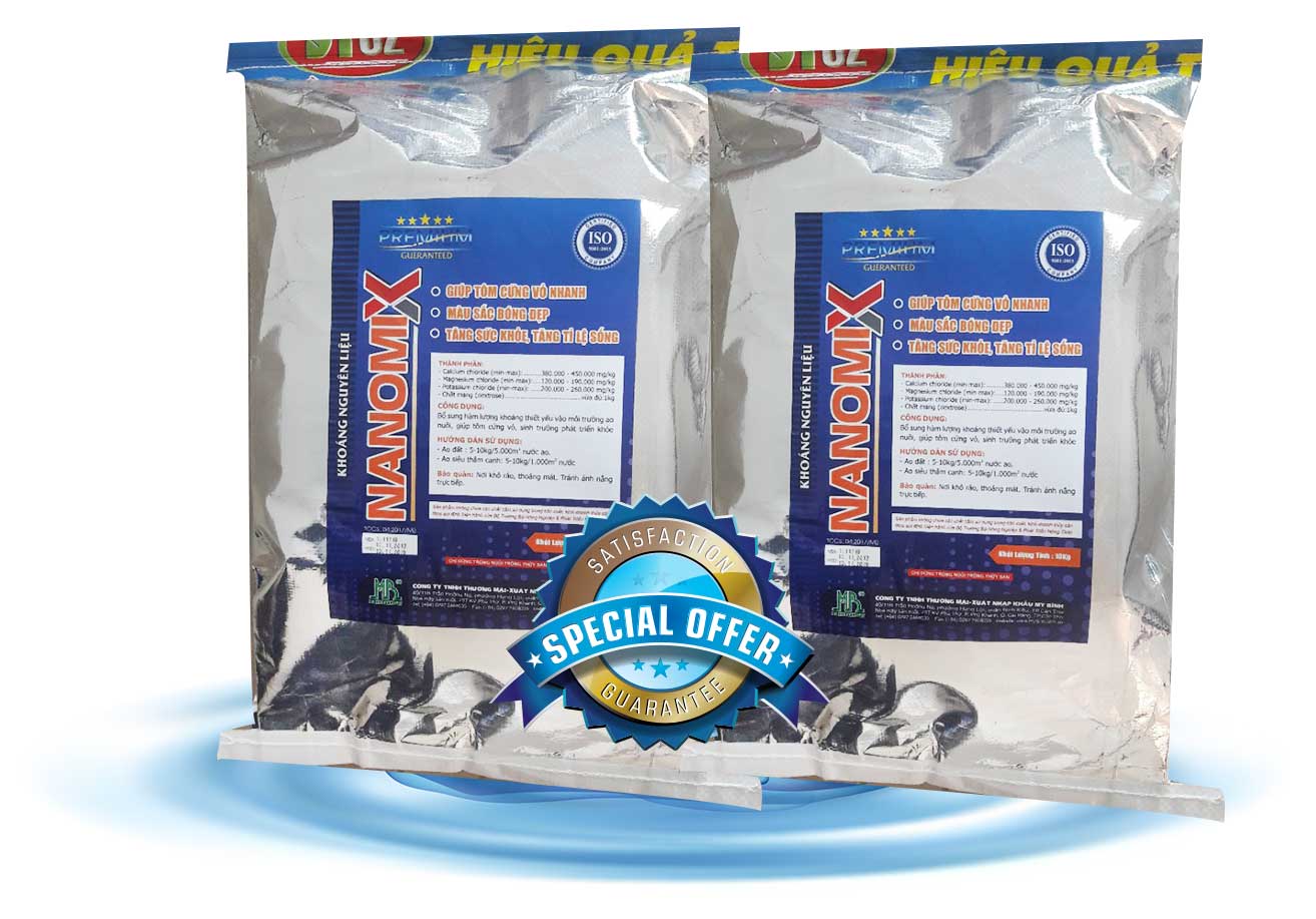 NANOMIX – Khoáng nguyên liệu giúp tôm cứng vỏ nhanh, tăng tỉ lệ sống NANOMIX – Khoáng nguyên liệu giúp tôm cứng vỏ nhanh, tăng tỉ lệ sống