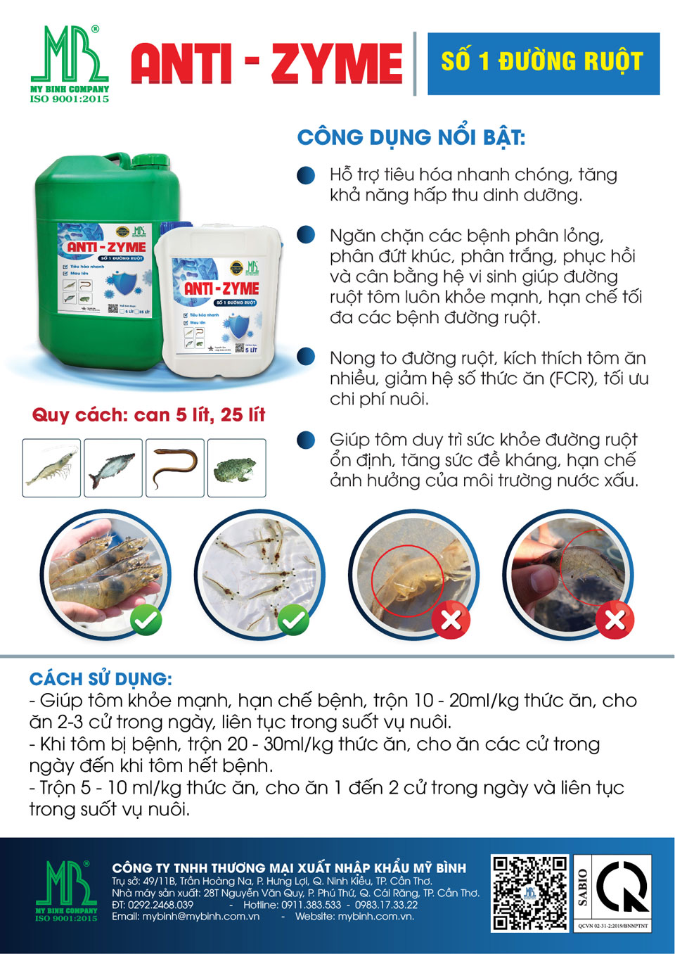 ANTI - ZYME Số 1 đường ruột cho tôm nuôi