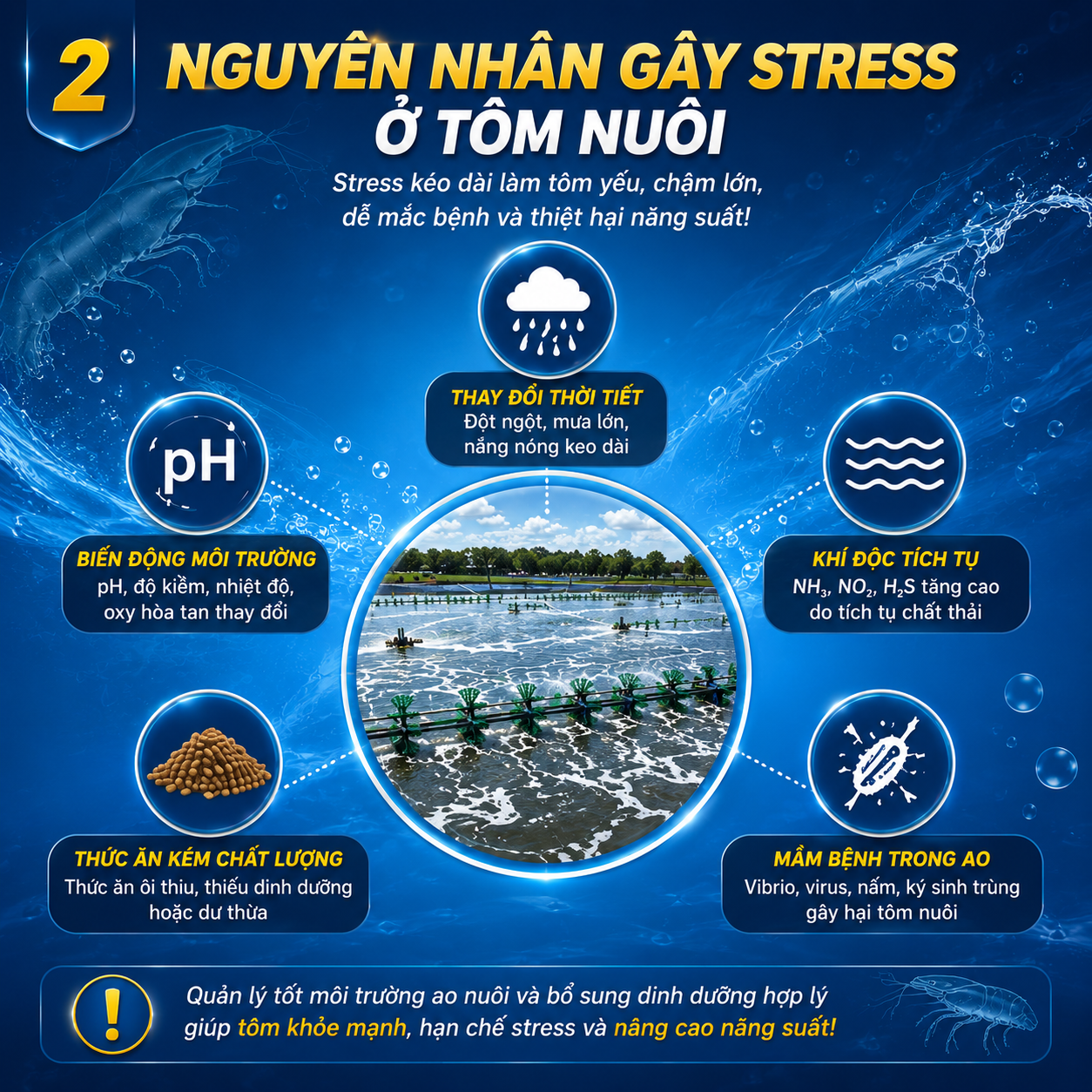 Nguyên nhân gây stress ở tôm nuôi