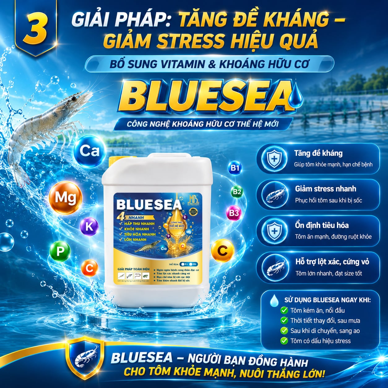 Giải pháp tăng đề kháng, giảm stress cho tôm nuôi