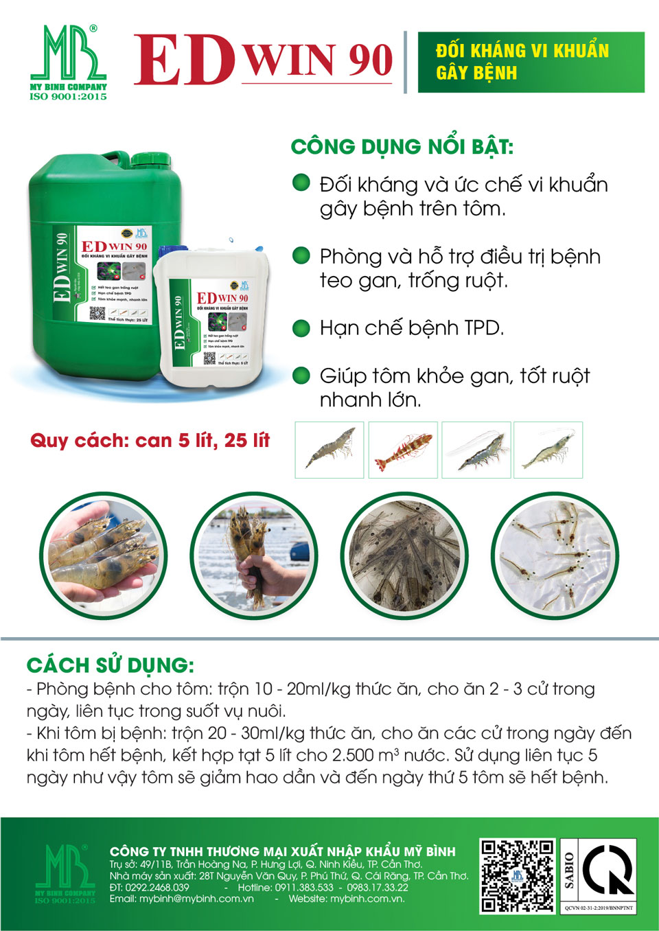 ED WIN 90 Phòng teo gan trống ruột TPD trên tôm