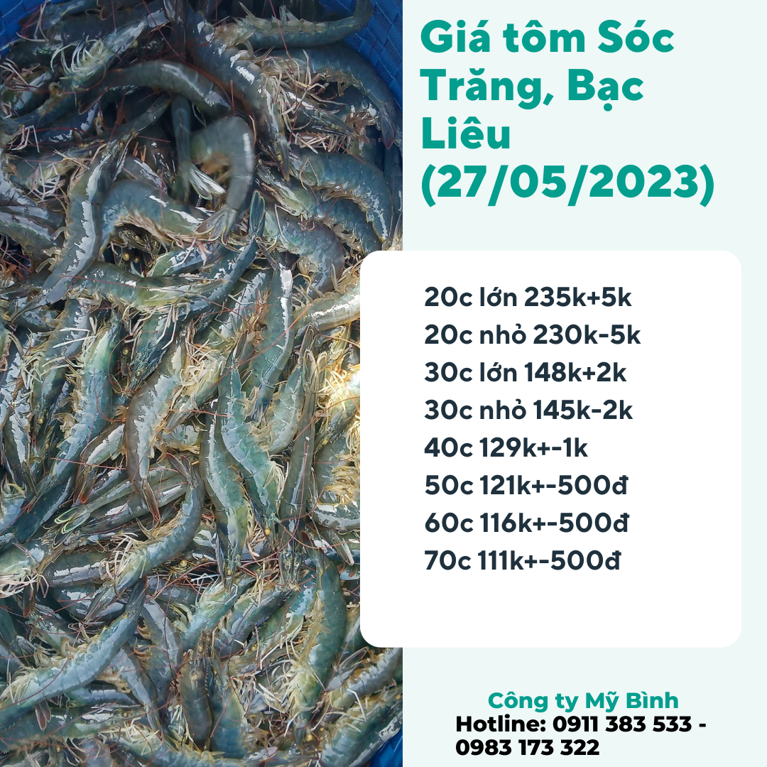 giá tôm ngày 27-5-2023