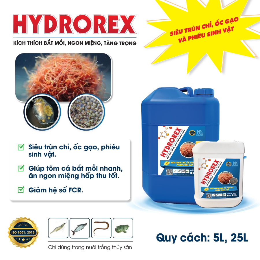 HYDROREX - Siêu trùn chỉ, siêu ốc gạo cho ao nuôi