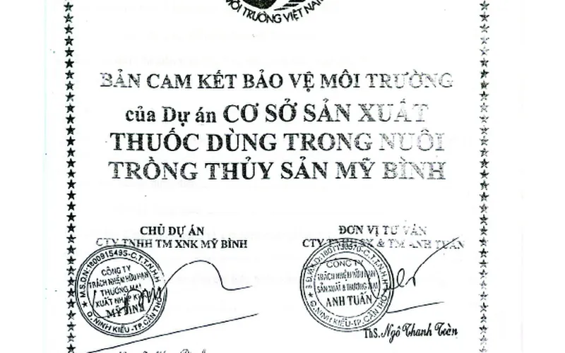 Bản cam kết bào vệ môi trường