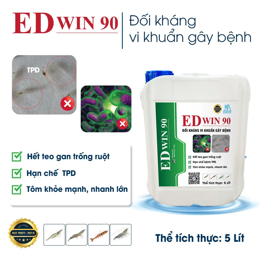 ED WIN 90 - Phòng teo gan trống ruột, TPD trên tôm