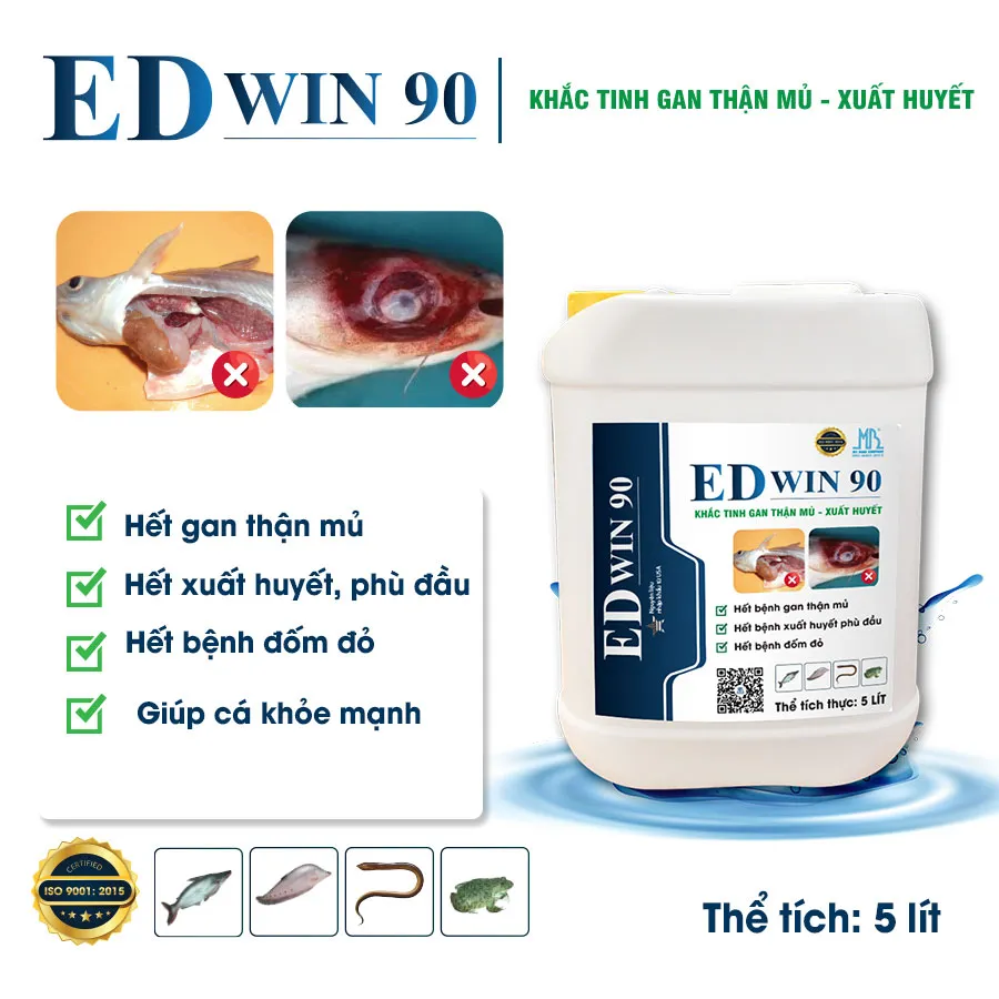 ED WIN 90 - Support to treat liver and kidney disease, fish hemorrhage treatment, fish head swelling remedy, red spot disease in fish
