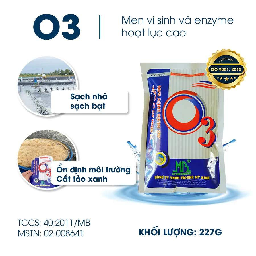 O3 - Men vi sinh xử lý nước đáy ao tôm, cắt tảo xanh, ổn định pH