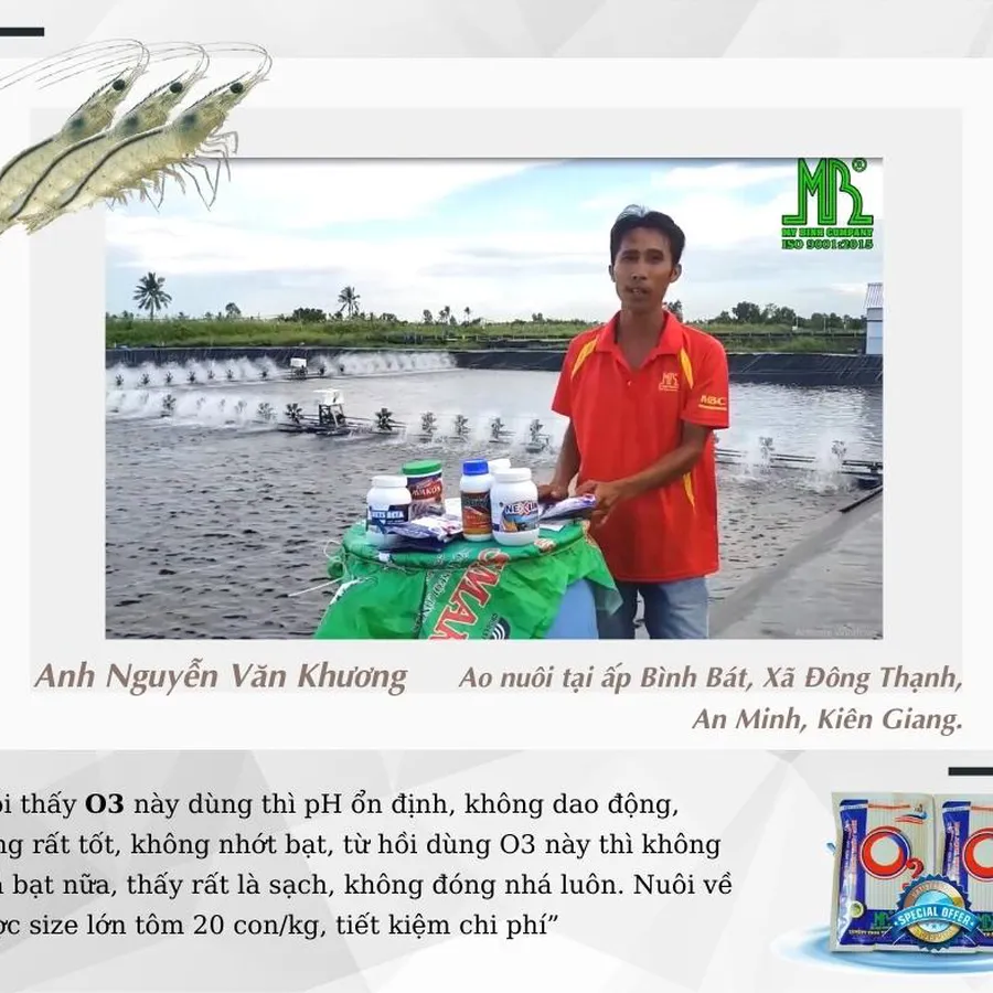 O3 - Men vi sinh xử lý nước đáy ao tôm, cắt tảo xanh, ổn định pH