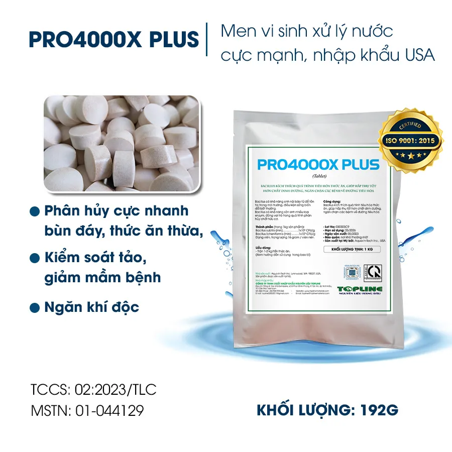 PRO4000X PLUS - Phân hủy cực nhanh bùn đáy, làm sạch ao nuôi