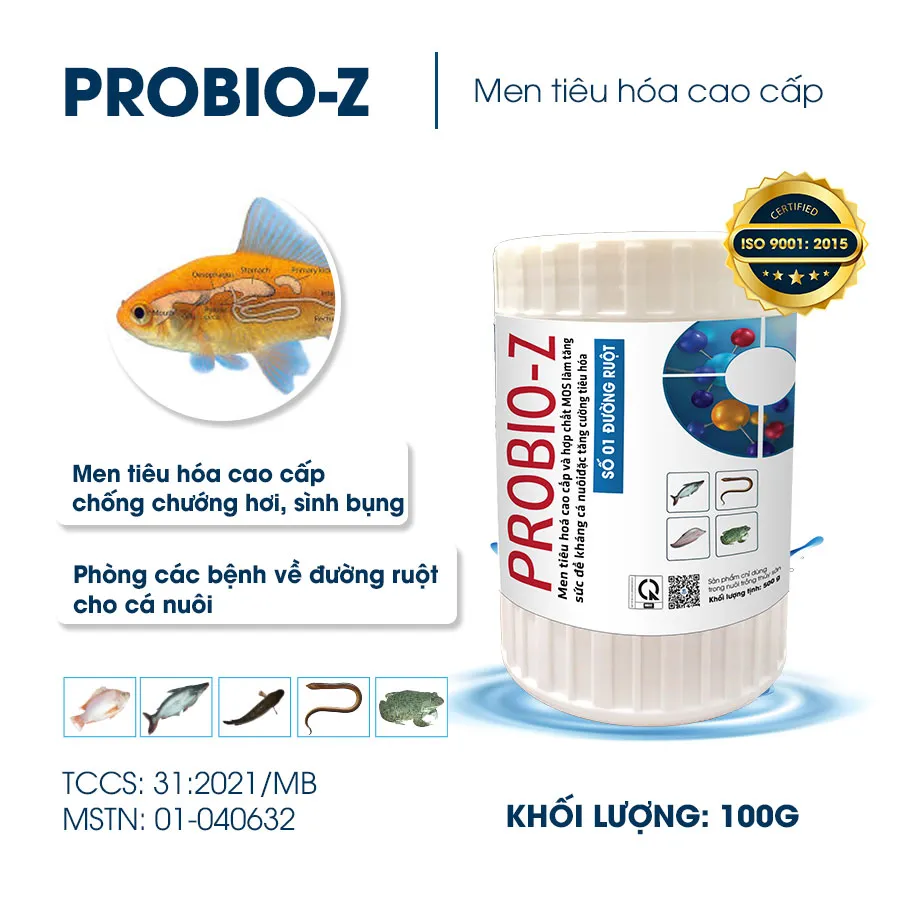 PROBIO-Z Men tiêu hoá cao cấp và hợp chất MOS làm tăng sức đề kháng cá nuôi.