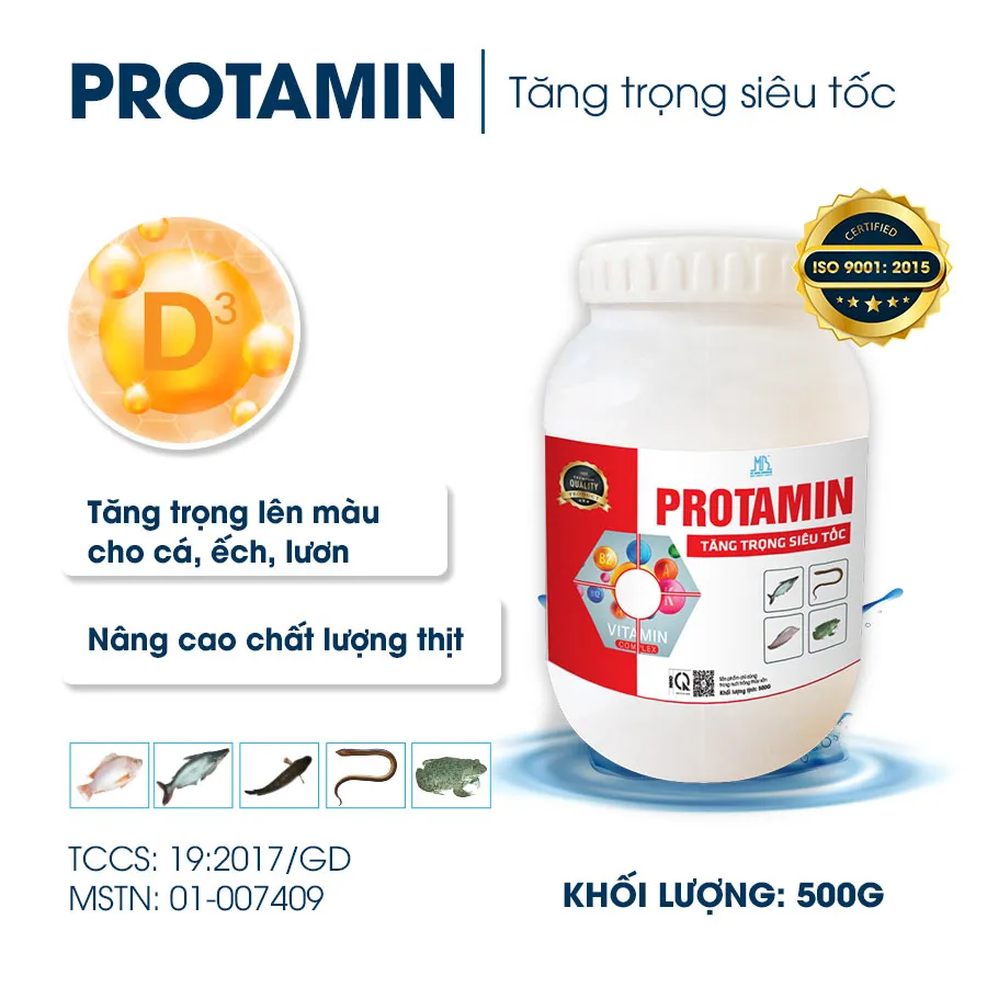 PROTAMIN khoáng cho ăn, cung cấp vitamin và axit amin cần thiết cho cá, lươn, ếch