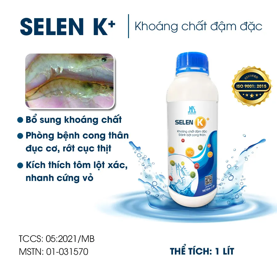 SELEN K+ supplement aids in the prevention of body curvature and white muscle disease for shrimp
