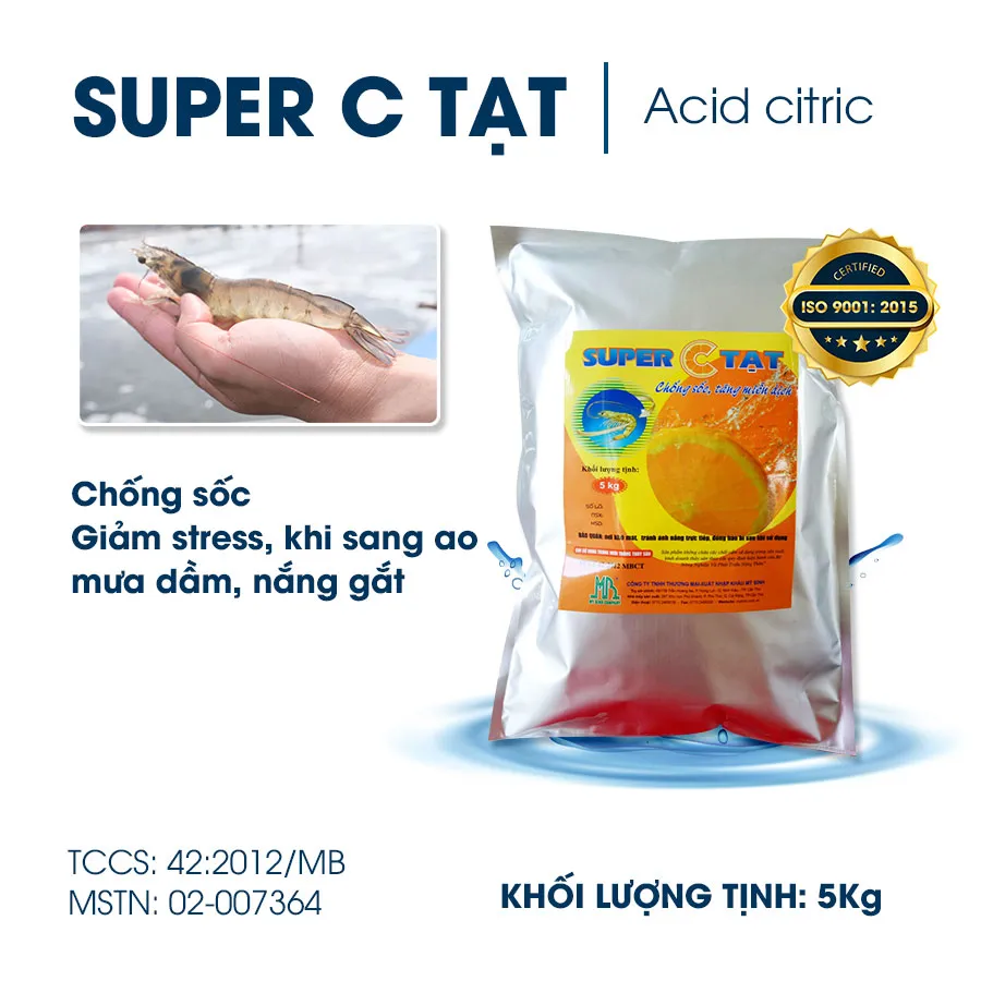 SUPER C TẠT - Vitamin chống sốc vượt trội cho tôm