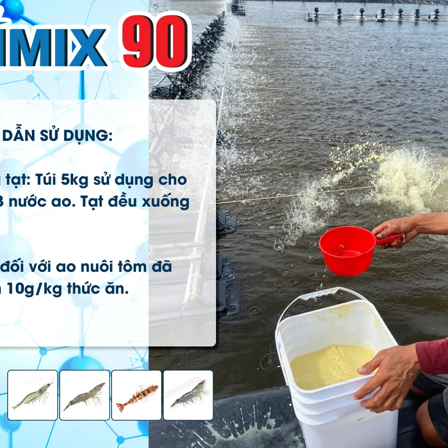 VIMIX 90 – Không lo thiếu khoáng, không ngán đục cơ. Khoáng cho tôm nuôi