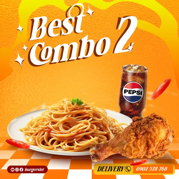 BEST COMBO #2: Mỳ Ý Bò Bằm - Gà Rán - Pepsi