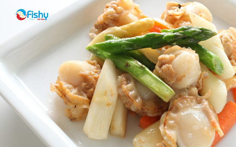 Sò điệp xào rau củ Sò điệp xào rau củ