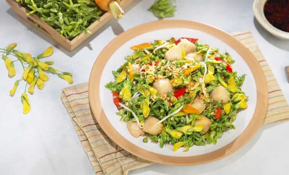 Stir-fried scallops with Thien Ly cotton Stir-fried scallops with Thien Ly cotton