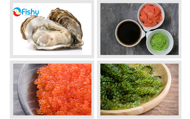 Ingredients for oyster sashimi Ingredients for oyster sashimi