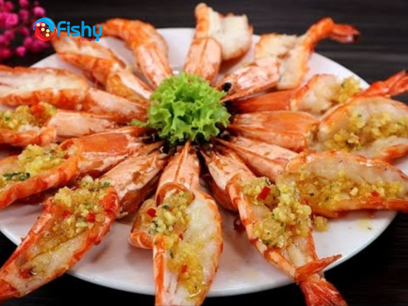 Tôm đỏ Atlantic nướng bơ tỏi  Tôm đỏ Atlantic nướng bơ tỏi