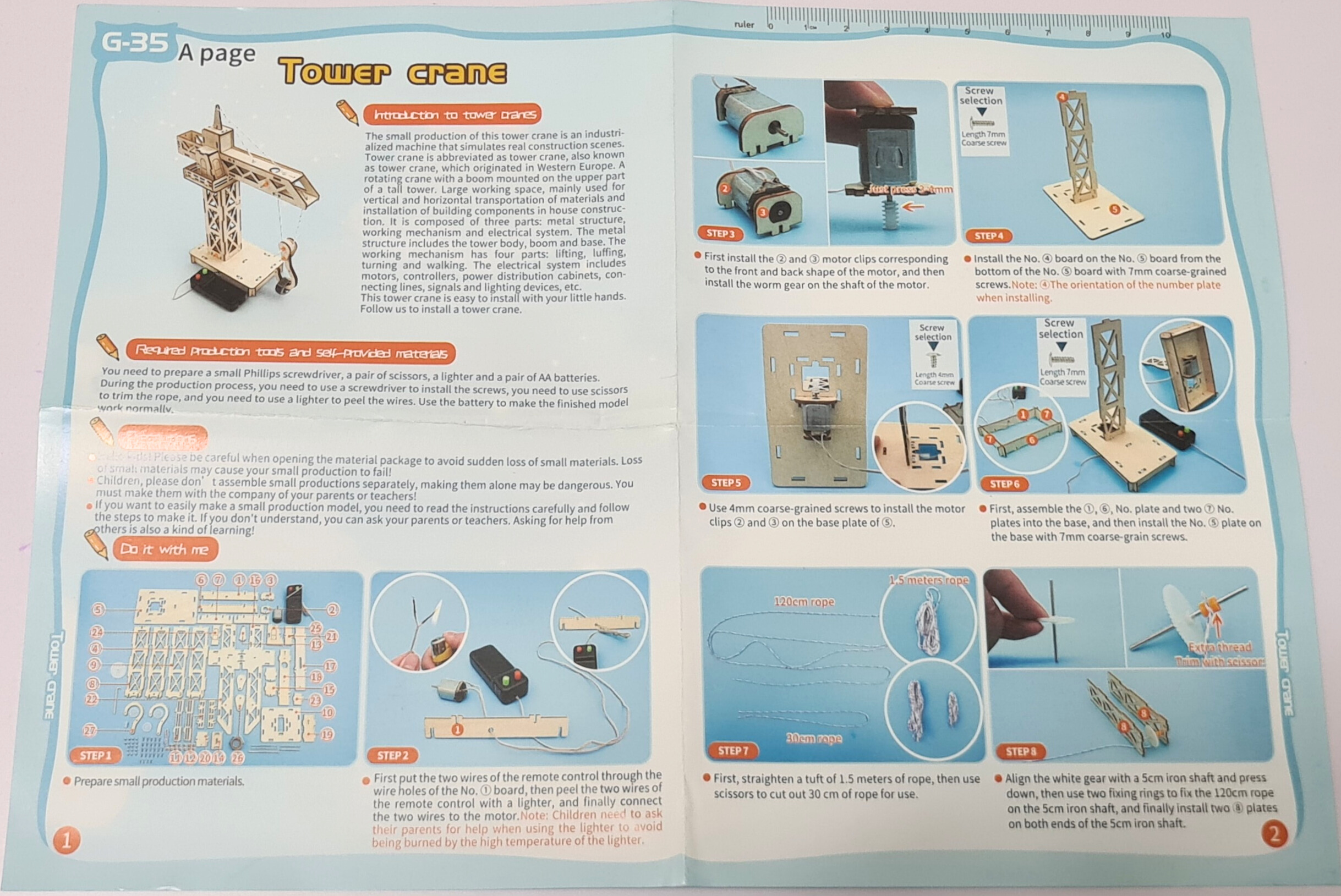 Đồ chơi lắp ghép thông minh bằng gỗ mô hình Tháp cần cầu điều khiển DIY-180