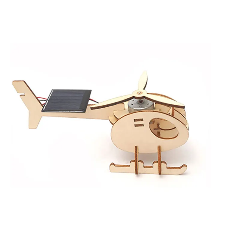Đồ chơi lắp ghép thông minh bằng gỗ mô hình Máy bay trực thăng năng lượng mặt trời DIY-090
