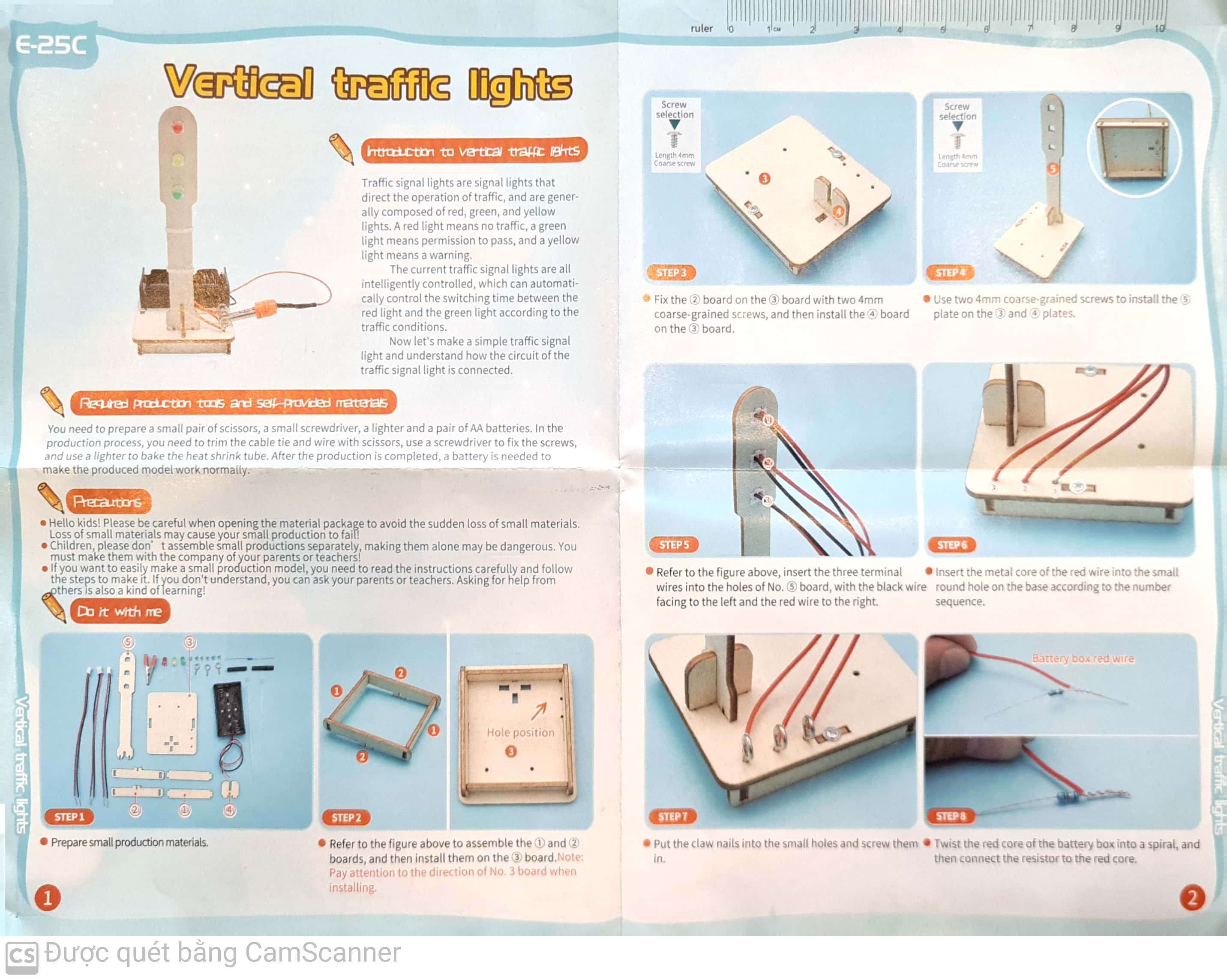 Đồ chơi lắp ghép bằng gỗ Mô hình đèn tín hiệu giao thông DIY-176