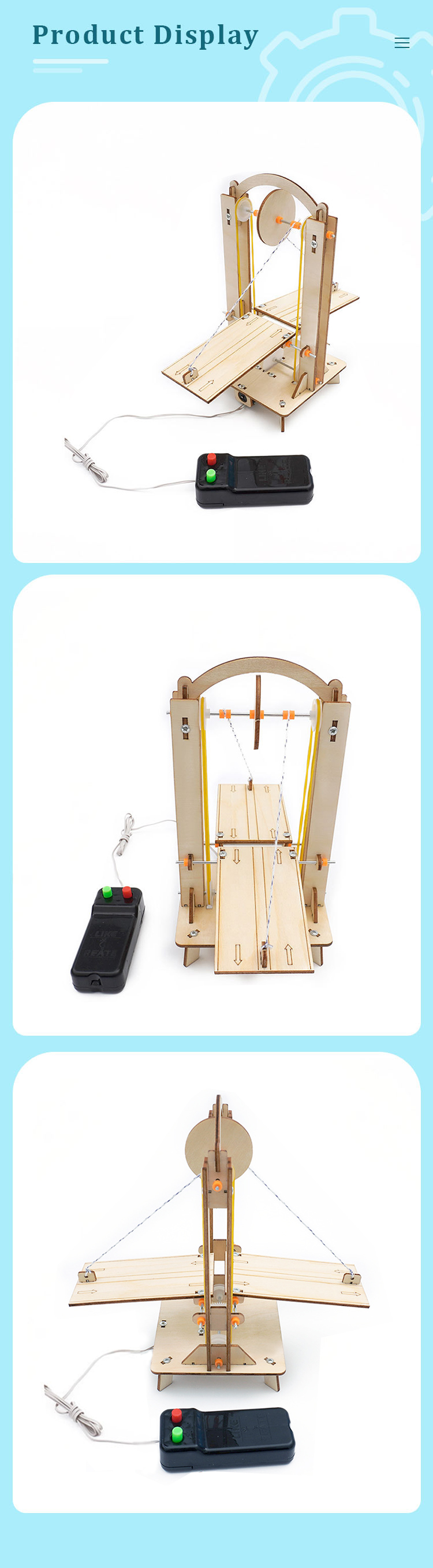 Đồ chơi lắp ghép thông minh bằng gỗ mô hình thang máy tự động DIY-195