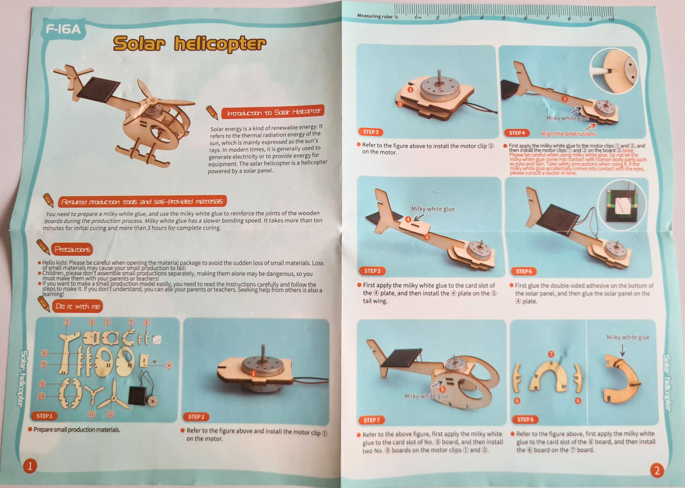 Đồ chơi lắp ghép thông minh bằng gỗ mô hình Máy bay trực thăng năng lượng mặt trời DIY-090