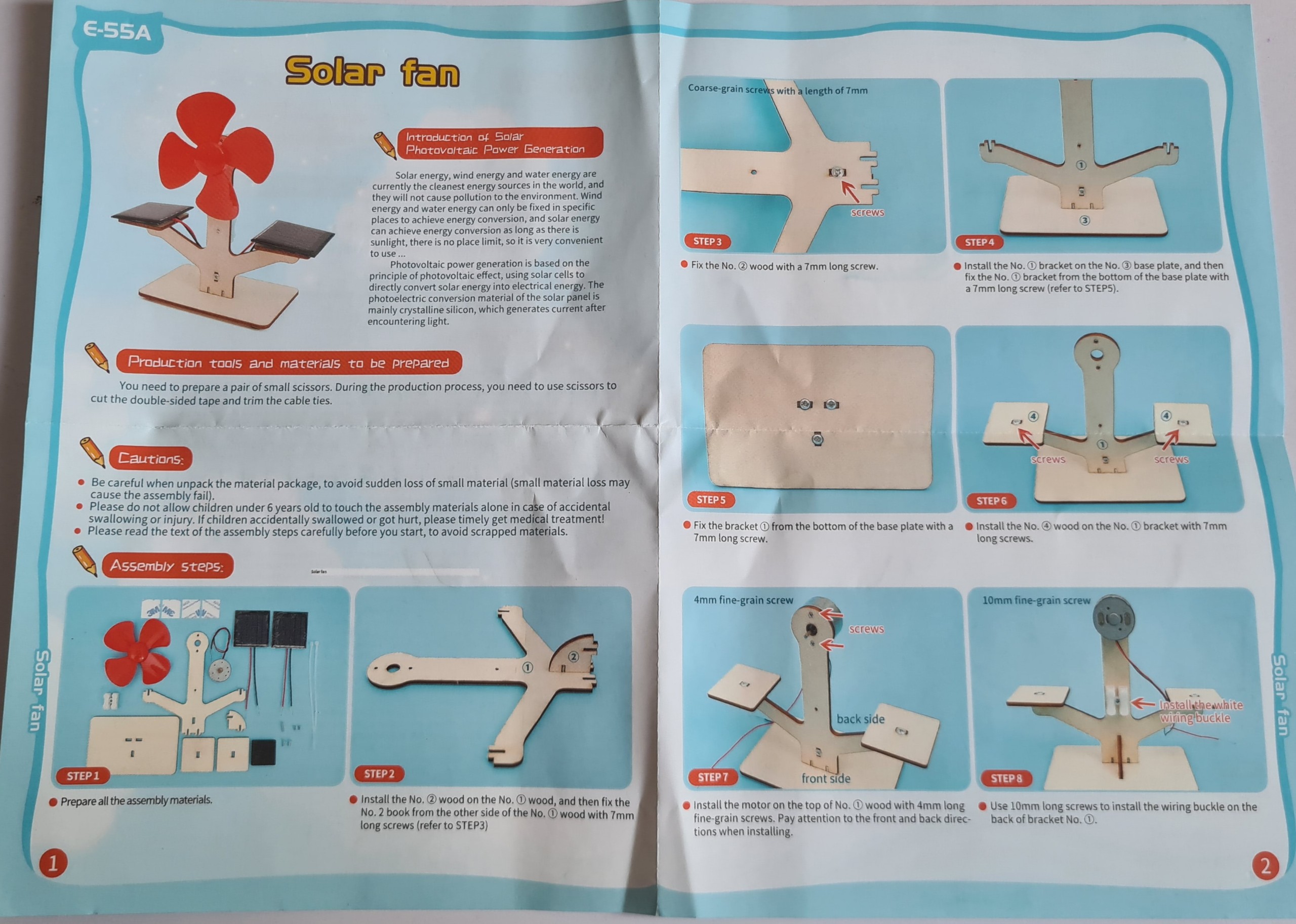 Đồ chơi lắp ghép thông minh bằng gỗ mô hình Quạt năng lượng mặt trời DIY-059