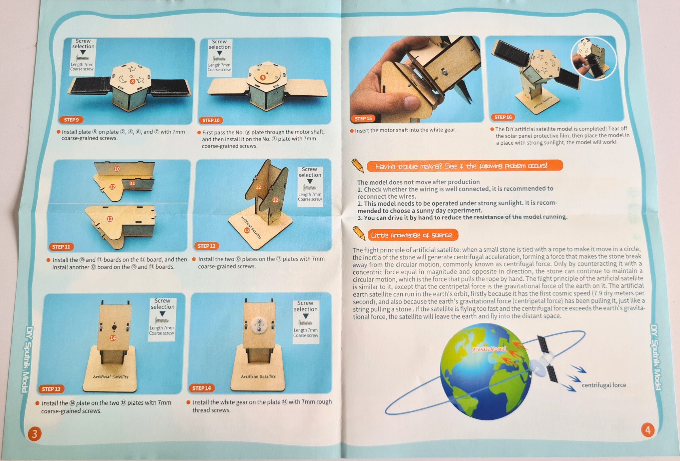 Đồ chơi lắp ghép thông minh bằng gỗ mô hình vệ tinh điện mặt trời DIY-199