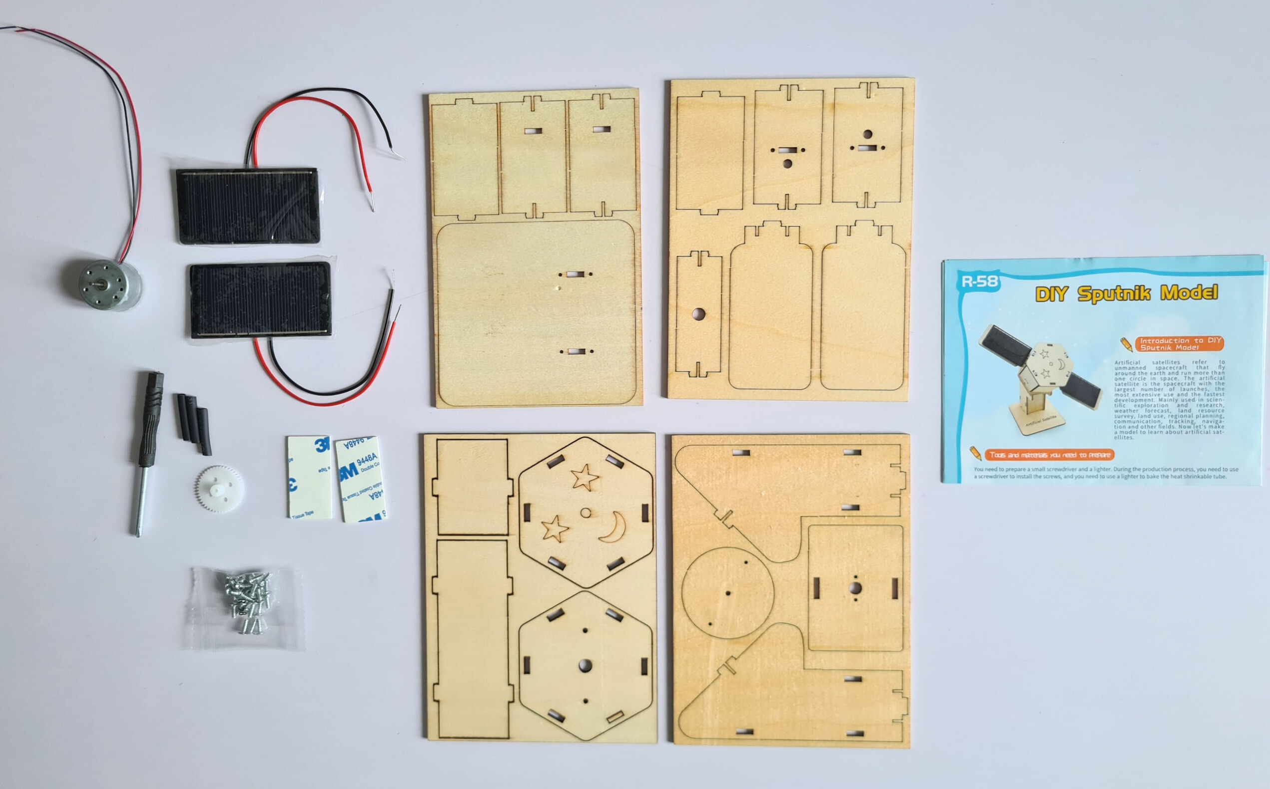 Đồ chơi lắp ghép thông minh bằng gỗ mô hình vệ tinh điện mặt trời DIY-199