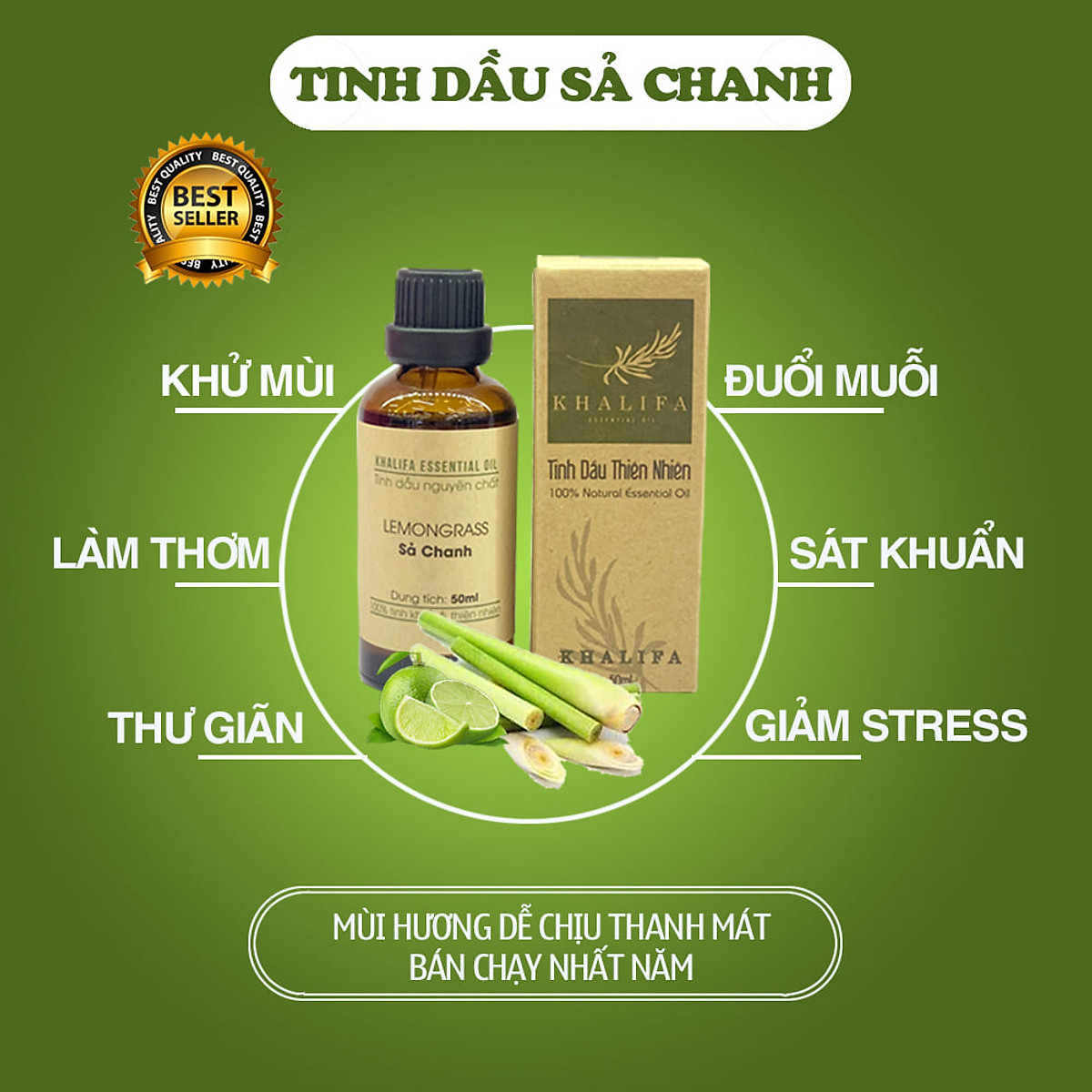 Tinh dầu sả chanh Khalifa 50ml nguyên chất Tinh dầu sả chanh Khalifa 50ml nguyên chất