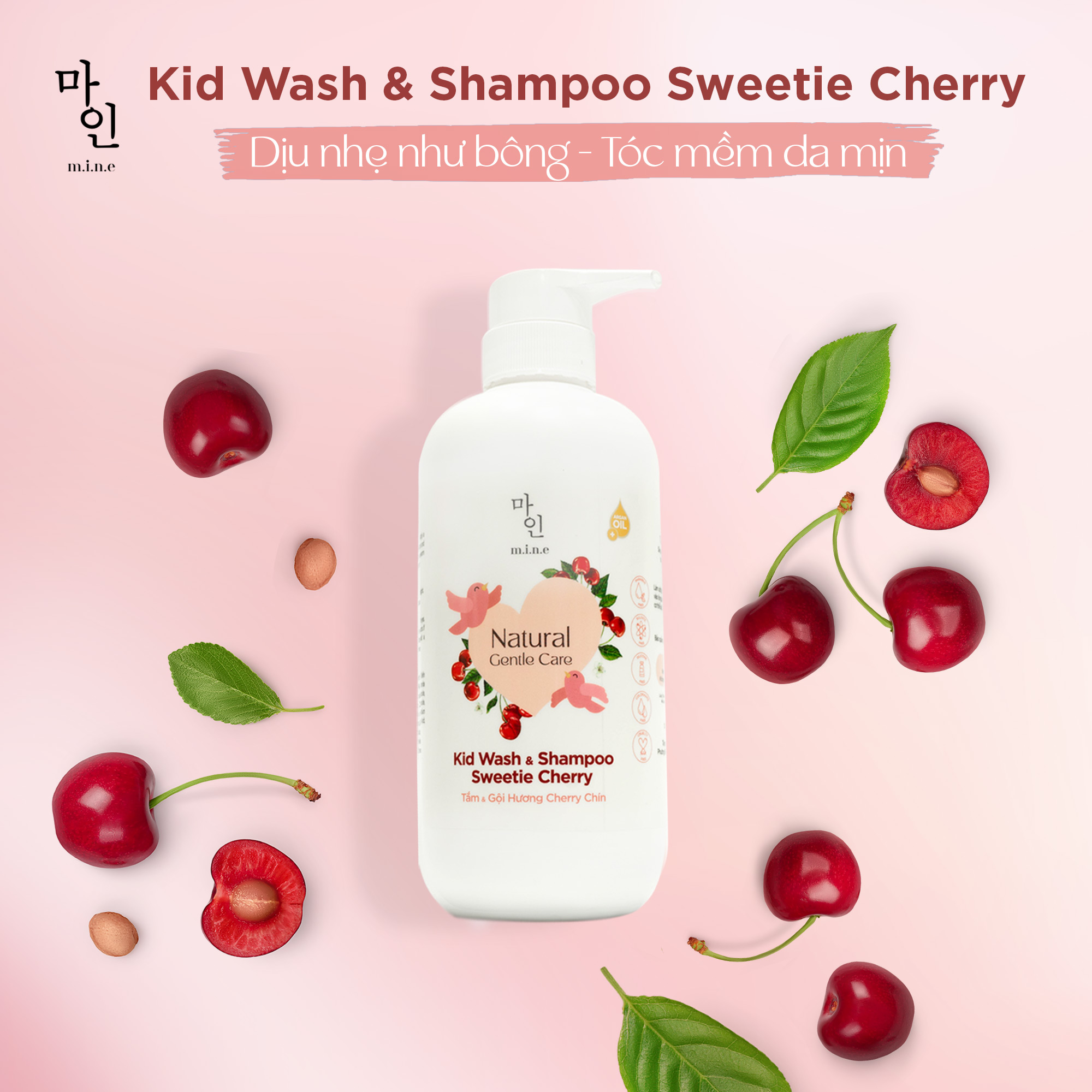 Gel tắm gội trẻ em dịu nhẹ Mine hương cherry 500ml Gel tắm gội trẻ em dịu nhẹ Mine hương cherry 500ml